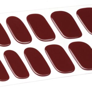 DANNI & TONI Semi Cured Gel Nail Strips Dark Red (Ruby Reverie) Gel Nail Stickers Burgundy Glossy Nail Wraps 28 Stickers