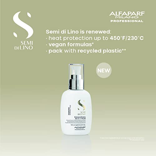 ALFAPARF MILANO Semi Di Lino Diamond Extraordinary All-in-1 Leave In Fluid - Anti-Frizz Detangling Spray, Leave In Conditioner, & Heat Protectant - For Added Shine & Softness - Vegan (4.23 fl. oz)