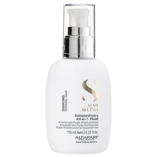 ALFAPARF MILANO Semi Di Lino Diamond Extraordinary All-in-1 Leave In Fluid - Anti-Frizz Detangling Spray, Leave In Conditioner, & Heat Protectant - For Added Shine & Softness - Vegan (4.23 fl. oz)