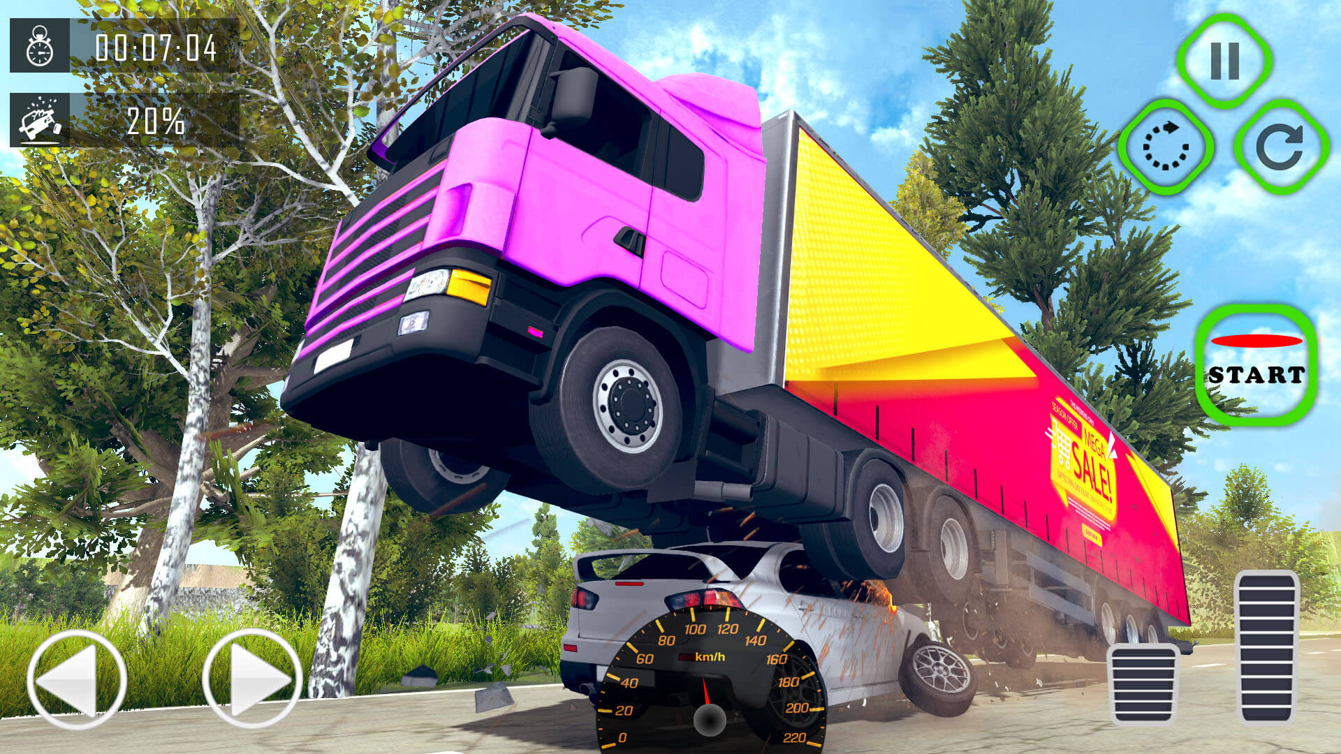 Beam Drive Semi Truck Crash Test Simulator - Truck Games 3D