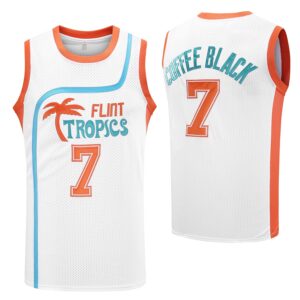 flint tropics jackie moon #33 coffee black #7 semi pro 90s hip hop clothes for party men basketball jersey green white (7 white, large)