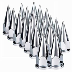 TORQUE 20 pcs of 33mm Chrome Spike Screw-on Lug Nut Covers for Volvo & International & Peterbilt & Kenworth & Mack & Freightliner (Cascadia, Columbia, M2, FLD) Semi Trucks (2 x TR10570)