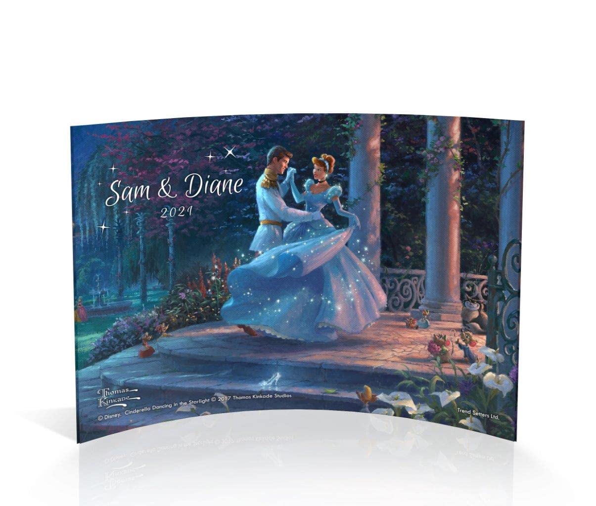 Disney Cinderella Personalized Wedding Year Curved Acrylic Print by Thomas Kinkade Studios for Newlyweds Anniversaries