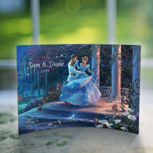 Disney Cinderella Personalized Wedding Year Curved Acrylic Print by Thomas Kinkade Studios for Newlyweds Anniversaries