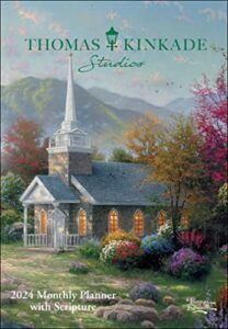 thomas kinkade studios 12-month 2024 monthly pocket planner calendar with scripture