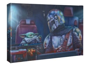 thomas kinkade studios star wars™ the mandalorian™ - two for the road - 10" x 14" wrapped canvas by artist monte moore