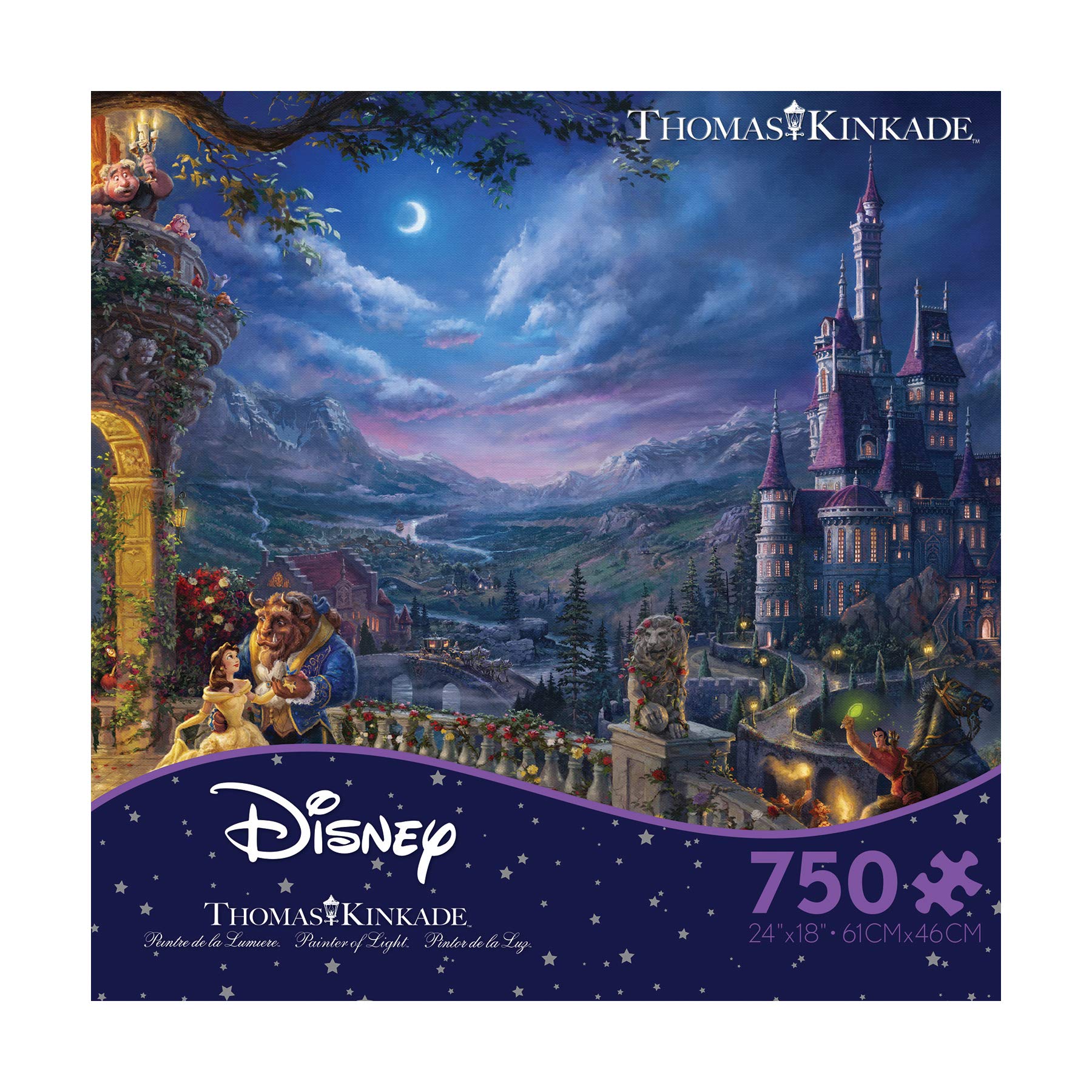 Ceaco Thomas Kinkade The Disney Collection Beauty and the Beast Dancing in the Moonlight Jigsaw Puzzle, 750 Pieces