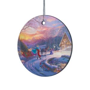 Disney – Cinderella – Bringing Home The Tree – Thomas Kinkade Studios - 3.5” Starfire Prints Hanging Glass Print Accessory – Officially Licensed Collectible | Complimentary Velveteen Gift Bag