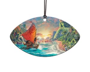 disney – moana – maui te fiti – thomas kinkade studios - 4.5” x 2.5” oval shaped hanging acrylic print accessory – officially licensed collectible