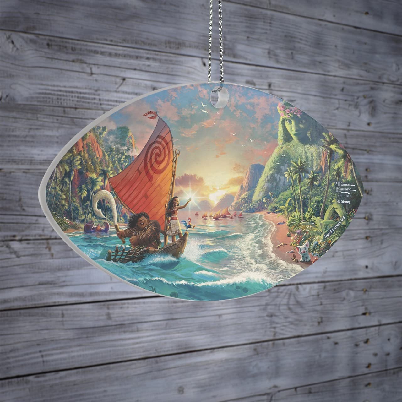 Disney – Moana – Maui Te Fiti – Thomas Kinkade Studios - 4.5” x 2.5” Oval Shaped Hanging Acrylic Print Accessory – Officially Licensed Collectible