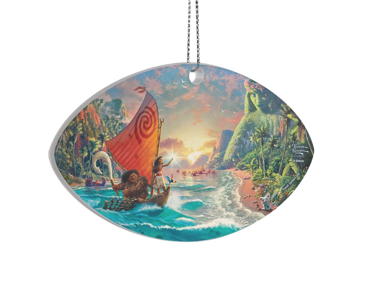 Disney – Moana – Maui Te Fiti – Thomas Kinkade Studios - 4.5” x 2.5” Oval Shaped Hanging Acrylic Print Accessory – Officially Licensed Collectible