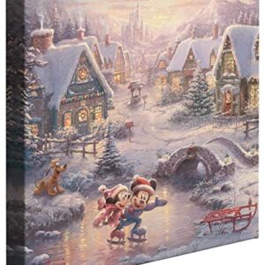 Thomas Kinkade Studios Mickey and Minnie Sweetheart Holiday 14 x 14 Gallery Wrapped Canvas