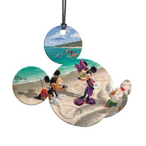 Disney – Mickey and Minnie Mouse in Florida – Passport to Adventure – Thomas Kinkade Studios - 4” x 3.5” Mickey Ears Shaped Hanging Acrylic Print Accessory – Officially Licensed Collectible