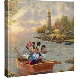 Thomas Kinkade Mickey and Minnie Lighthouse Cove 14" x 14" Gallery Wrapped Canvas Art | Frameless Room Wall Art | Certificate of Authenticity Included