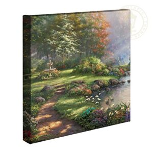 thomas kinkade reflections of faith 14" x 14" gallery wrapped canvas art | frameless room wall art | certificate of authenticity included