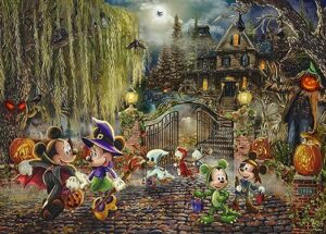 ceaco - thomas kinkade - disney - mickey and minnie halloween fun - 1000 piece jigsaw puzzle