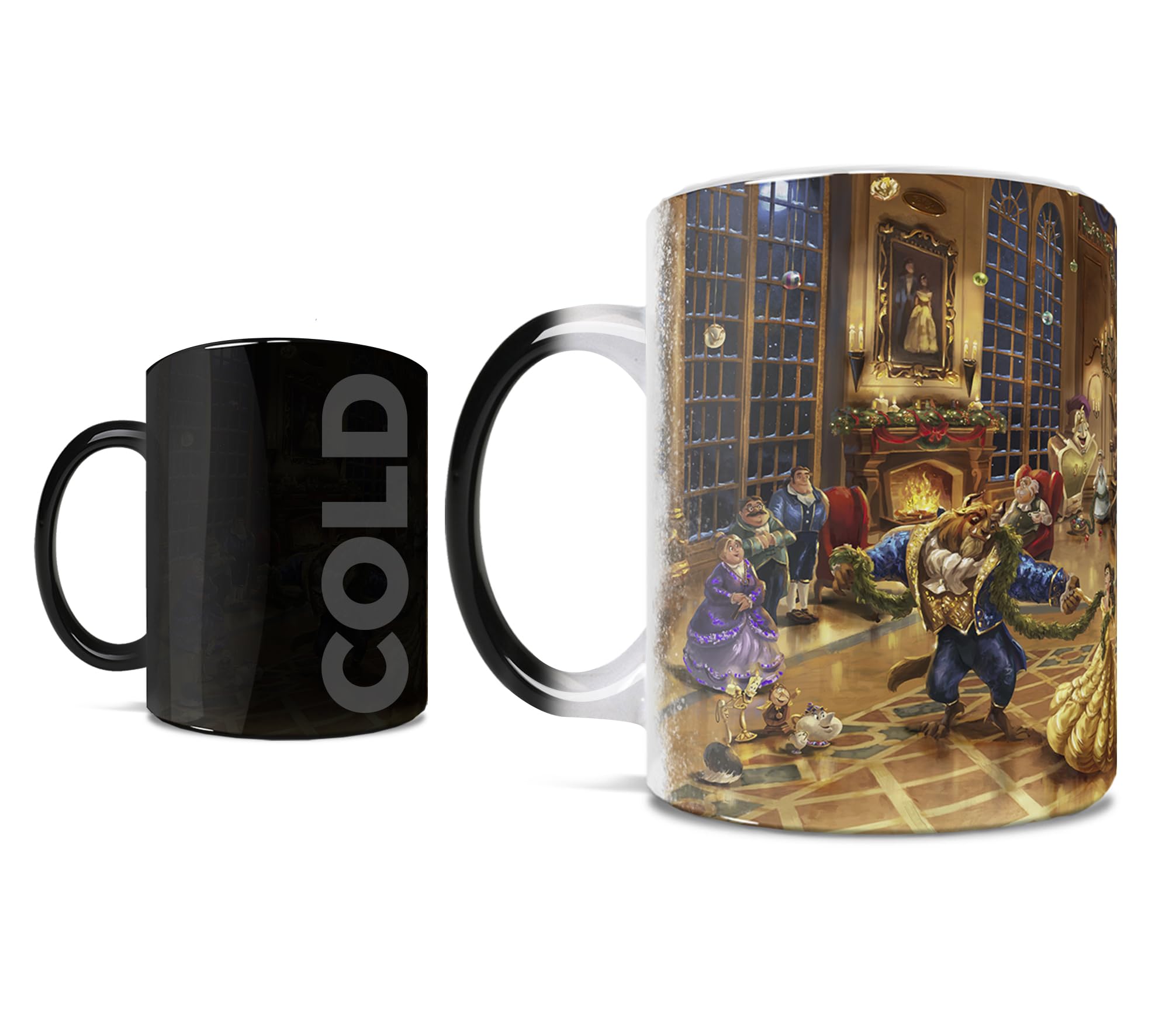 Morphing Mugs Disney – Beauty and the Beast – Thomas Kinkade Studios - One 11 oz Color Changing Ceramic Mug – Image Revealed When HOT Liquid Is Added!