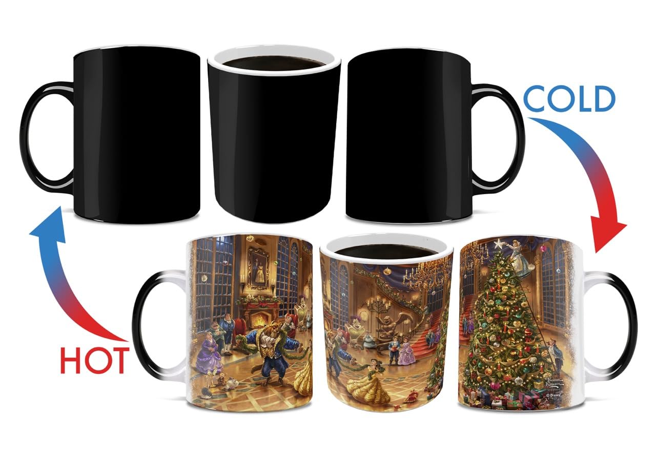 Morphing Mugs Disney – Beauty and the Beast – Thomas Kinkade Studios - One 11 oz Color Changing Ceramic Mug – Image Revealed When HOT Liquid Is Added!