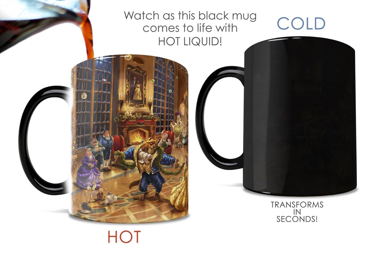 Morphing Mugs Disney – Beauty and the Beast – Thomas Kinkade Studios - One 11 oz Color Changing Ceramic Mug – Image Revealed When HOT Liquid Is Added!