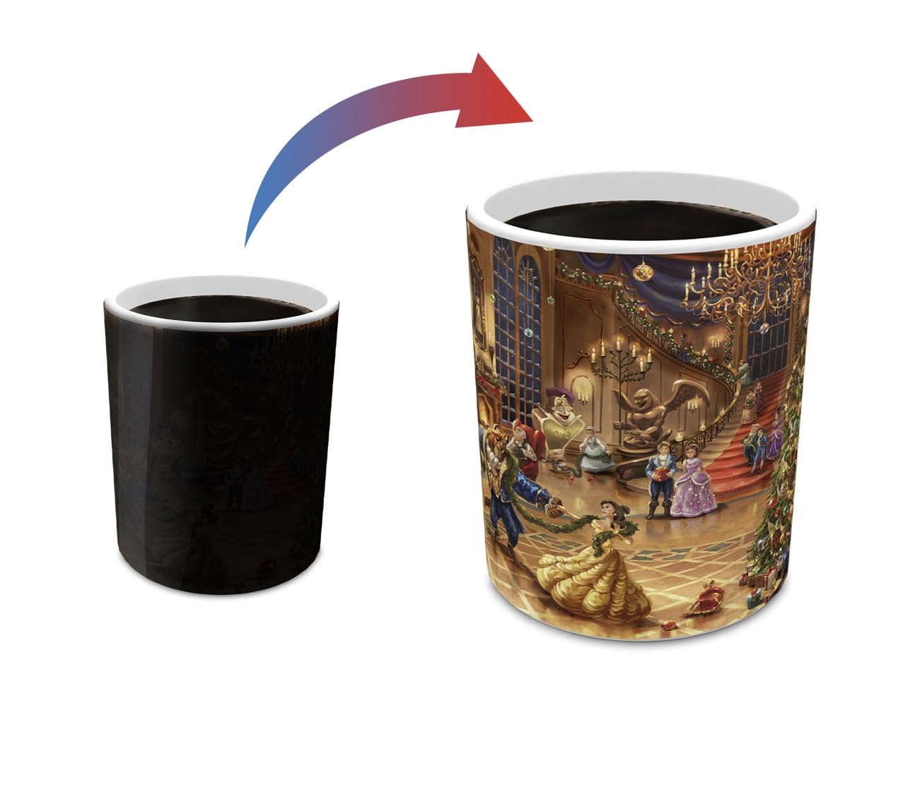 Morphing Mugs Disney – Beauty and the Beast – Thomas Kinkade Studios - One 11 oz Color Changing Ceramic Mug – Image Revealed When HOT Liquid Is Added!