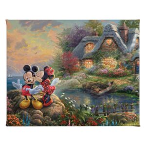 Thomas Kinkade Disney Mickey and Minnie Sweetheart Cove 8" x 10" Gallery Wrapped Canvas Art | Frameless Room Wall Art | Certificate of Authenticity Included