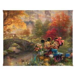 thomas kinkade studios disney's mickey and minnie sweetheart central park 8 x 10 gallery wrapped canvas