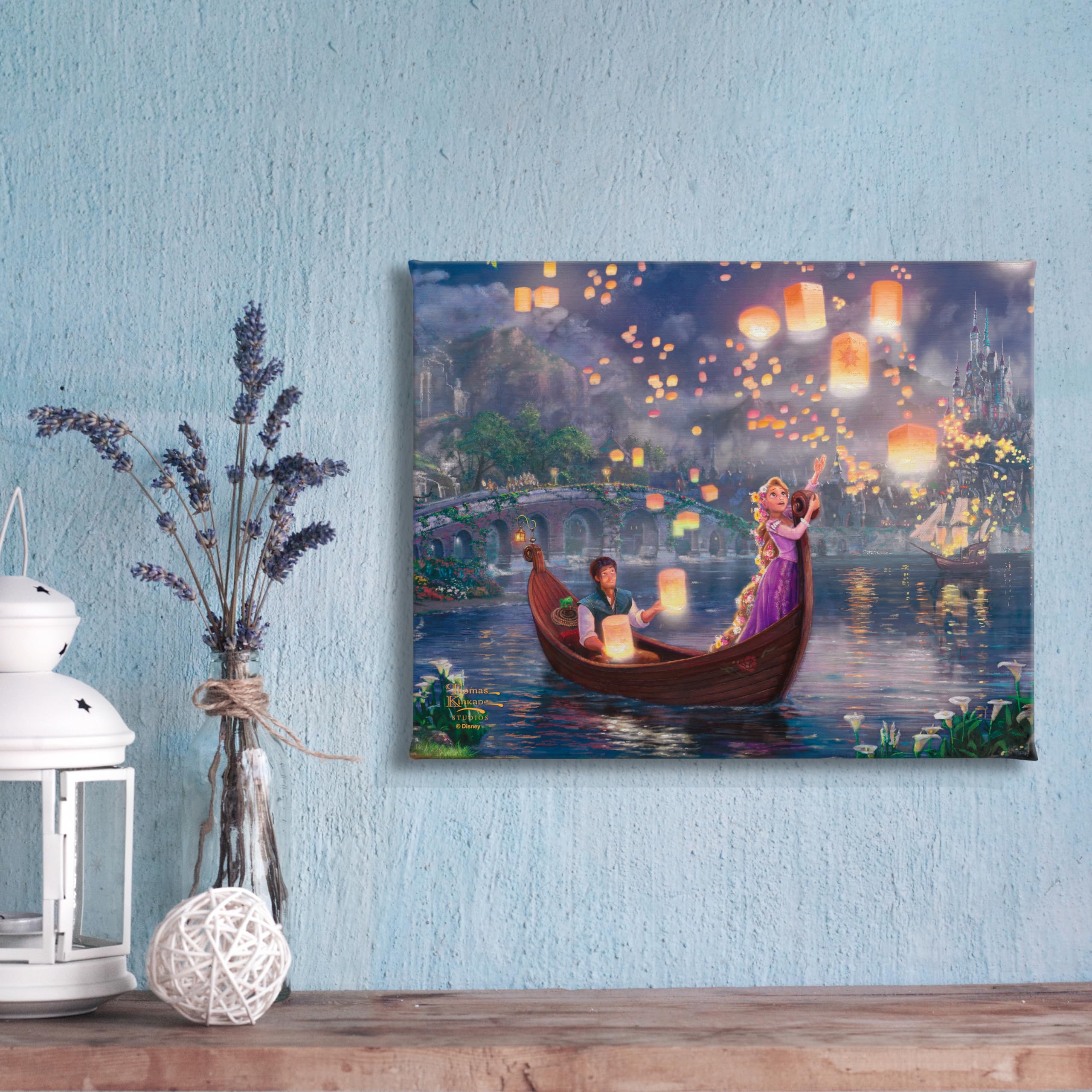 Thomas Kinkade Studios Disney Tangled Gallery Wrapped Canvas - Canvas Art | Frameless | Disney Princess Canvas Wall Art, Certificate of Authenticity Included, 8" x 10"