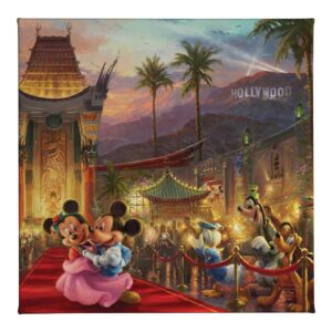 Thomas Kinkade Studios Disney's Mickey and Minnie in Hollywood 14 x 14 Gallery Wrapped Canvas