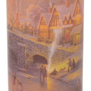 Mark Feldstein & Associates Thomas Kinkade Spirit of Christmas Flameless LED Glass Pillar Candle, 4 x 6 Inch