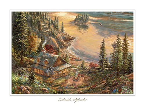 Thomas Kinkade Special Collector's Edition 2024 Deluxe Wall Calendar with Print: Lakeside Splendor