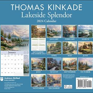 Thomas Kinkade Special Collector's Edition 2024 Deluxe Wall Calendar with Print: Lakeside Splendor