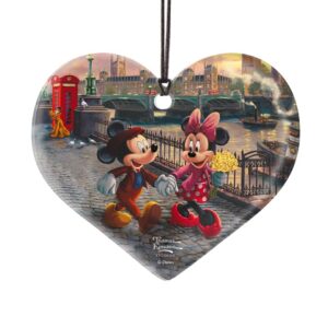 Disney – Mickey and Minnie Mouse – London – Thomas Kinkade Studios - Heart Shaped Hanging Acrylic Print Accessory – Officially Licensed Collectible