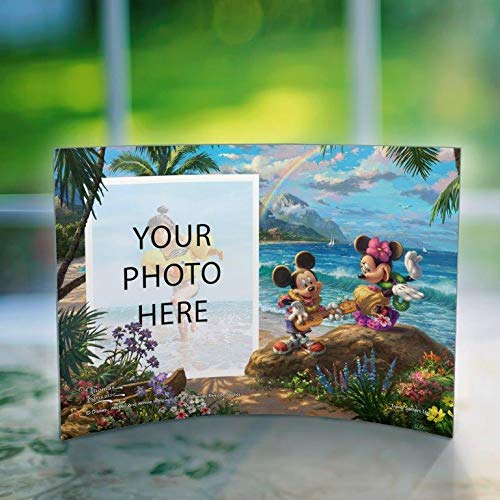 Disney Mickey Mouse and Minnie Mouse in Hawaii Photo Upload Personalized Curved Acrylic Print by Thomas Kinkade Studios Free Standing Collectible