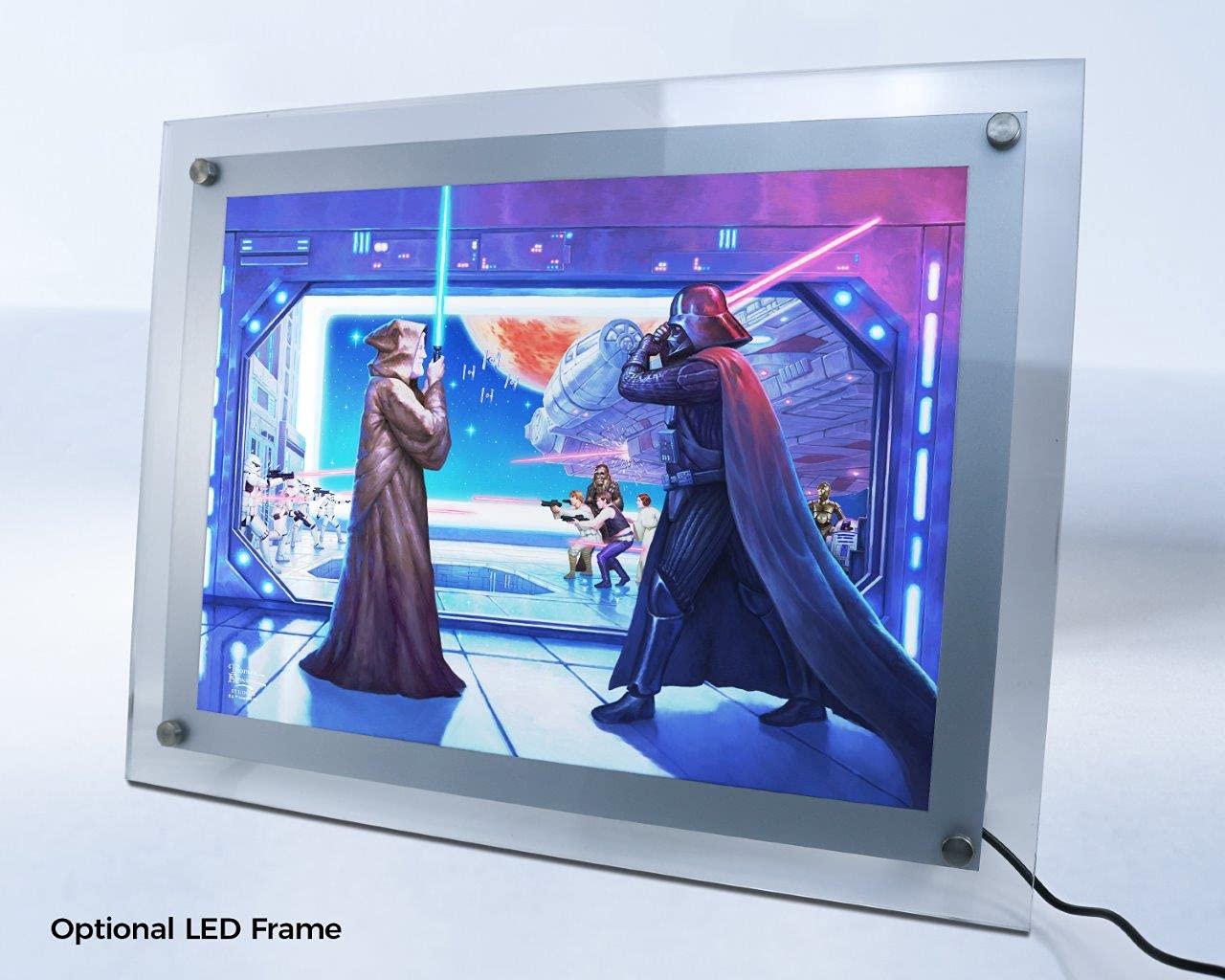 Star Wars – Obi Wan & Darth Vader – Obi Wan's Final Battle – Thomas Kinkade Studios – 14” x 10” Durable LightPix Everlasting Photo – Resistant to Tearing, Bending, Water and Fading – Officially Licensed Collectible – Frame Sold Separately