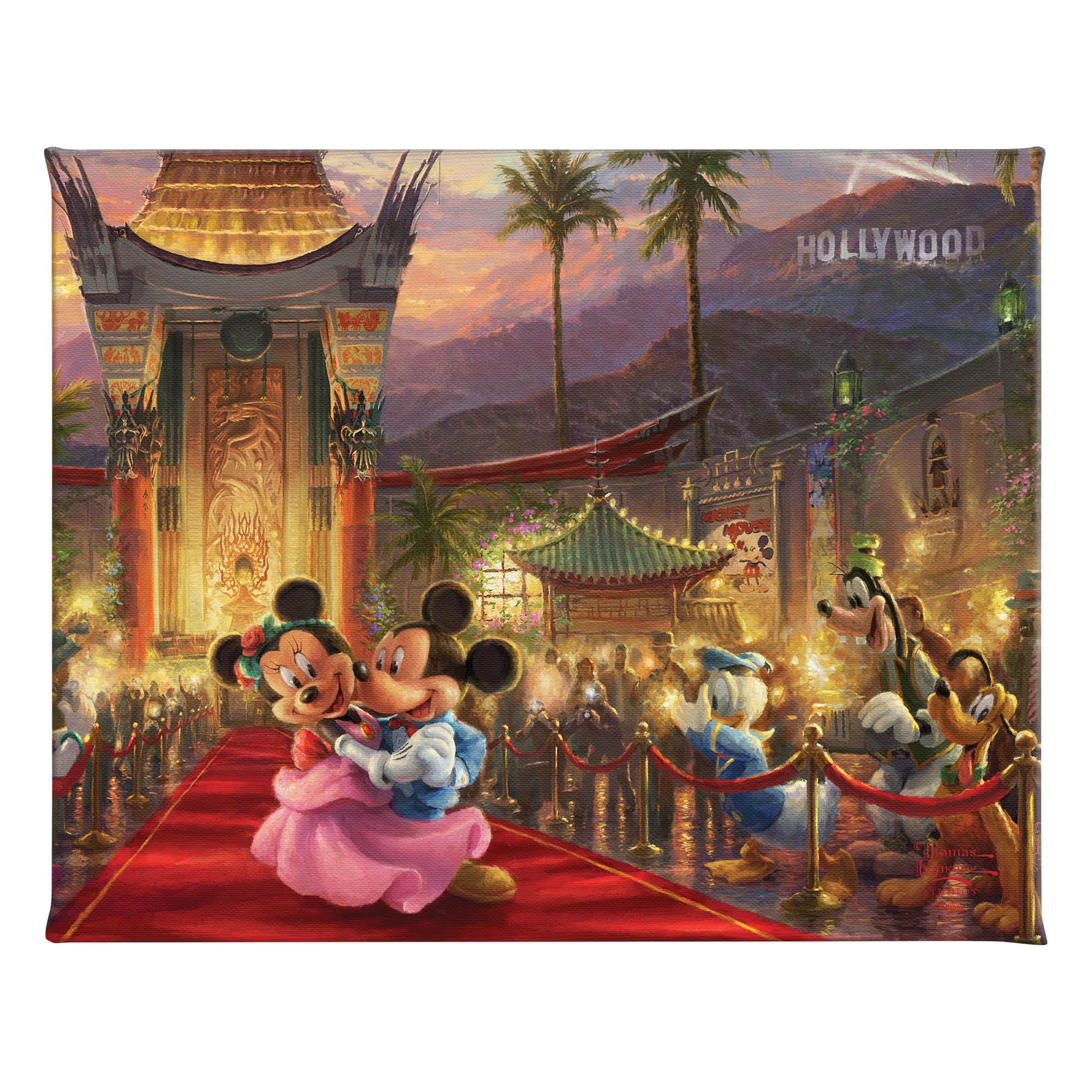 Thomas Kinkade Studios Disney's Mickey and Minnie in Hollywood 8 x 10 Gallery Wrapped Canvas