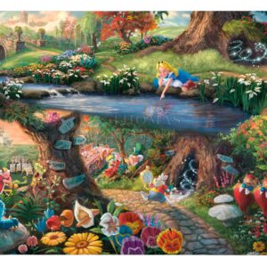 Thomas Kinkade Disney Alice in Wonderland 8" x 10" Gallery Wrapped Canvas Art | Frameless Room Wall Art | Certificate of Authenticity Included