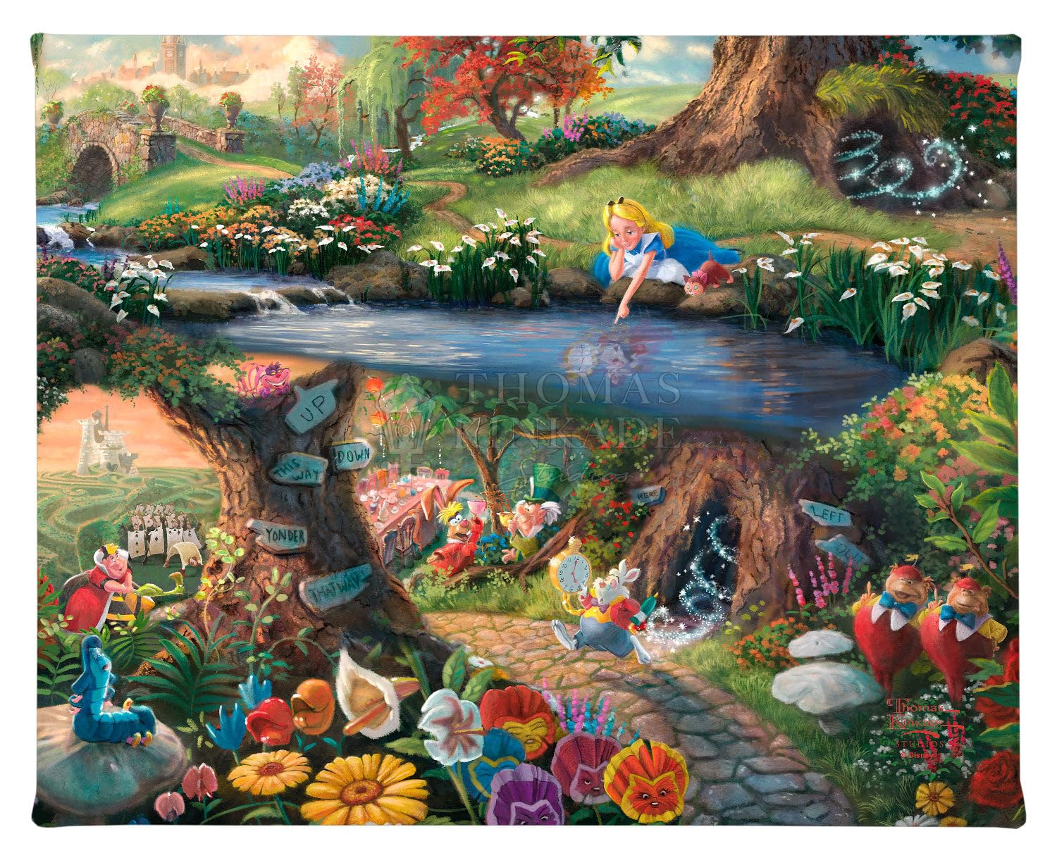 Thomas Kinkade Disney Alice in Wonderland 8" x 10" Gallery Wrapped Canvas Art | Frameless Room Wall Art | Certificate of Authenticity Included