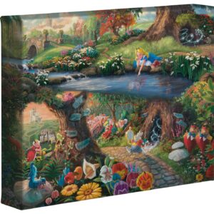 Thomas Kinkade Disney Alice in Wonderland 8" x 10" Gallery Wrapped Canvas Art | Frameless Room Wall Art | Certificate of Authenticity Included