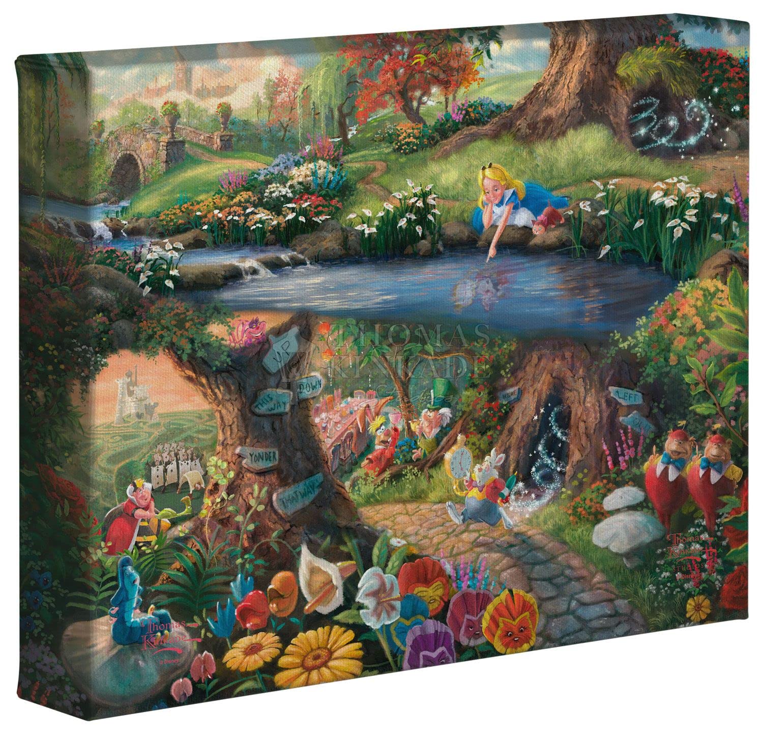 Thomas Kinkade Disney Alice in Wonderland 8" x 10" Gallery Wrapped Canvas Art | Frameless Room Wall Art | Certificate of Authenticity Included