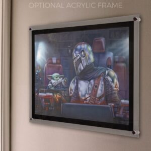 MIGHTYPRINT Star Wars – The Mandalorian – Mando and Grugo in Razor Crest - Two for the Road – Thomas Kinkade Studios - Durable 24” x 17 Wall Art – NOT Made of Paper – Officially Licensed Collectible