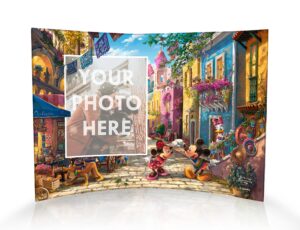 disney – mickey and minnie mouse in mexico – personalize with your image! - thomas kinkade studios – 10” x 7” curved acrylic photo print – free standing décor – officially licensed collectible