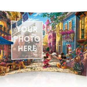 Disney – Mickey and Minnie Mouse in Mexico – Personalize with Your Image! - Thomas Kinkade Studios – 10” x 7” Curved Acrylic Photo Print – Free Standing Décor – Officially Licensed Collectible