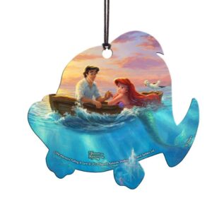 Disney - Little Mermaid Prince Eric - Thomas Kinkade - Flounder Fish Shaped Hanging Acrylic Print Accessory – Perfect for Gifting or Collecting