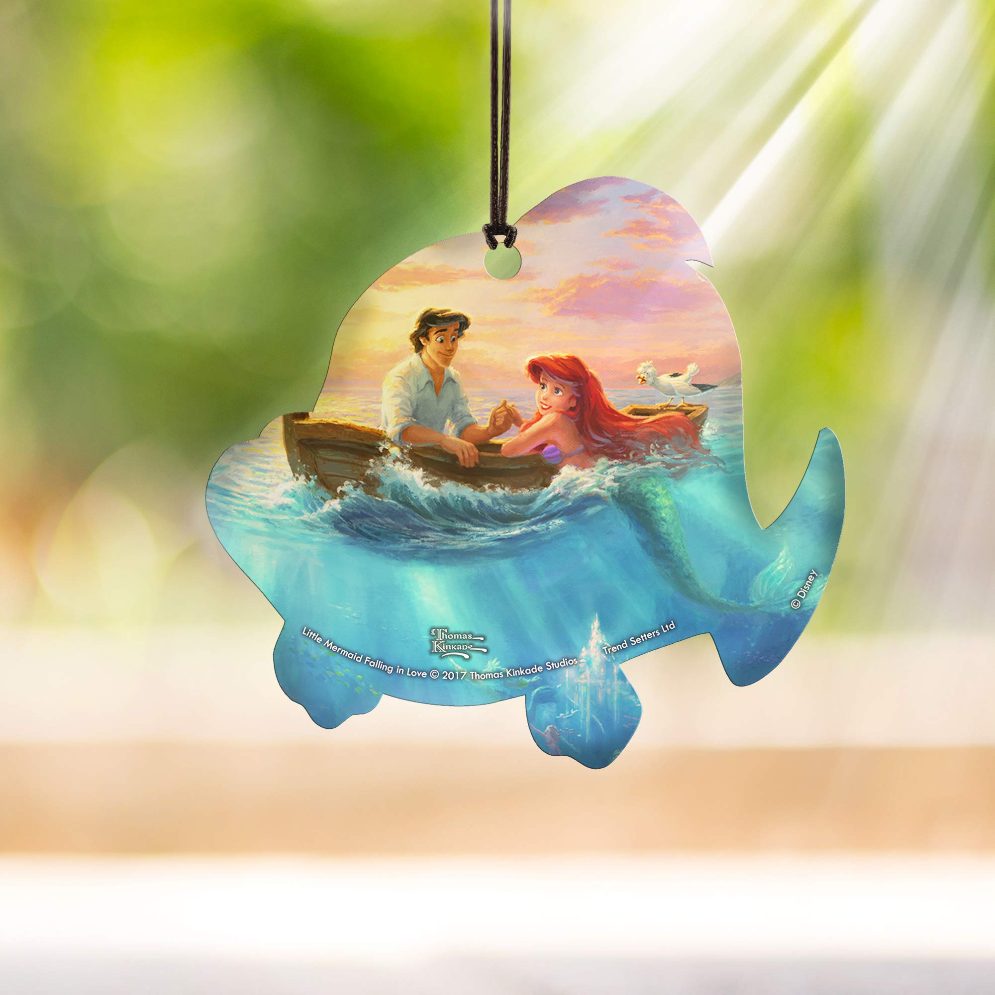 Disney - Little Mermaid Prince Eric - Thomas Kinkade - Flounder Fish Shaped Hanging Acrylic Print Accessory – Perfect for Gifting or Collecting