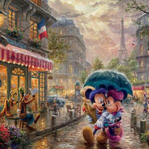 Ceaco - Thomas Kinkade - Disney Dreams Collection - Mickey and Minnie in Paris - 300 Piece Jigsaw Puzzle, 24 x 18