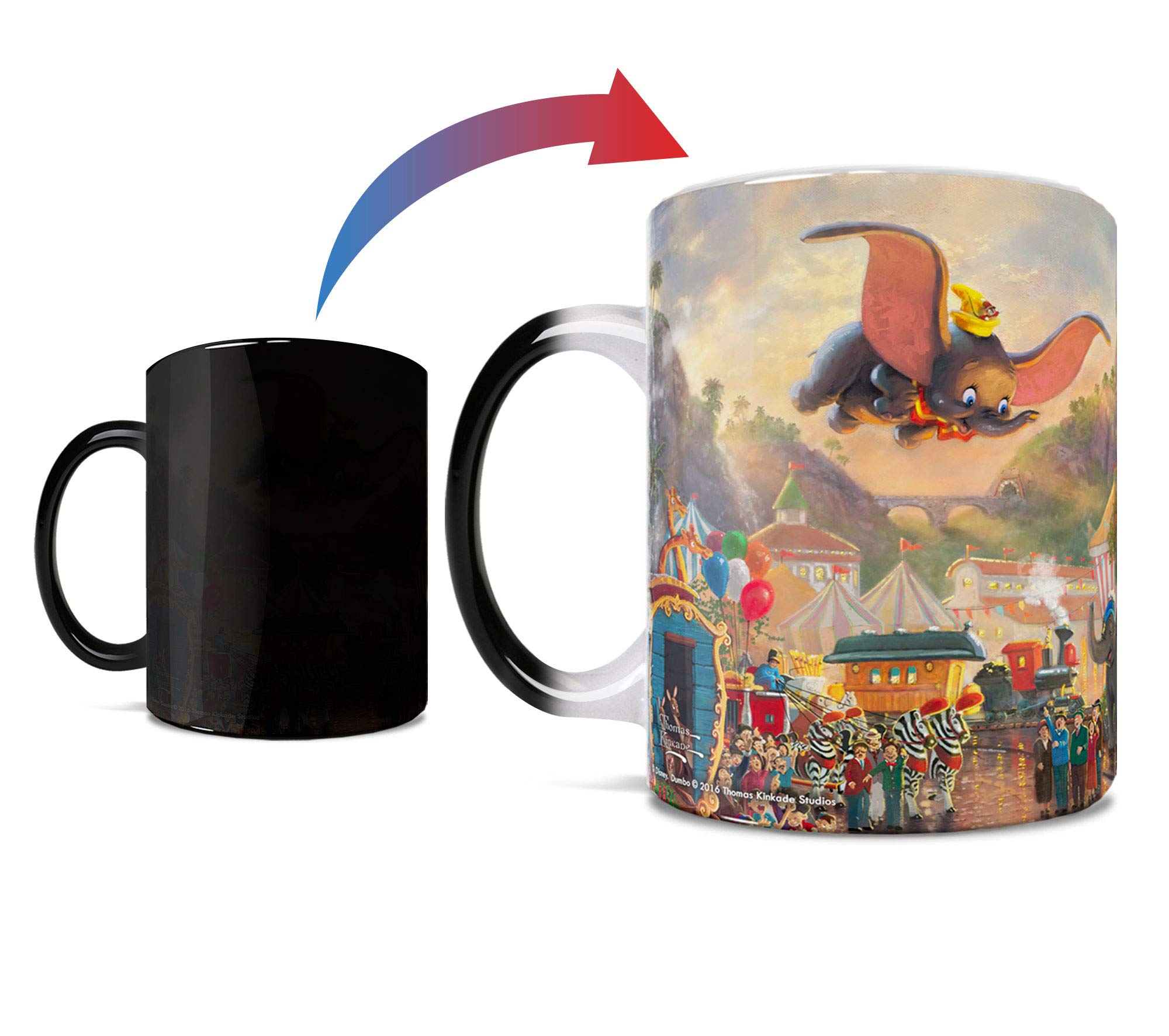 Morphing Mugs Disney - Dumbo - Flying Elephant - Circus - One 11 oz Color Changing Heat Sensitive Ceramic Mug – Image Revealed When HOT Liquid Is Added!