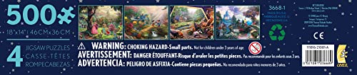 Ceaco - 4 in 1 Multipack - Thomas Kinkade - Disney Dreams Collection - Sleeping Beauty, Mickey & Minnie Mouse, Snow White & Seven Dwarfs, and Cinderella - (4) 500 Pieces Jigsaw Puzzles