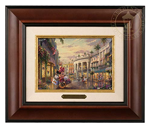 Thomas Kinkade Studios Minnie Rocks The Dots on Rodeo Drive 5 x 7 Brushwork (Burl Frame)