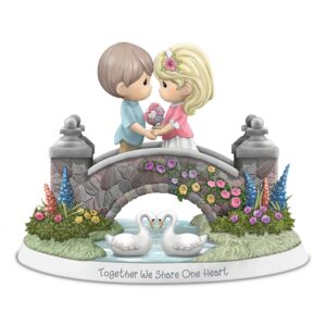 precious moments together we share one heart hand-painted porcelain figurine inspired by thomas kinkade's bridge of hope painting