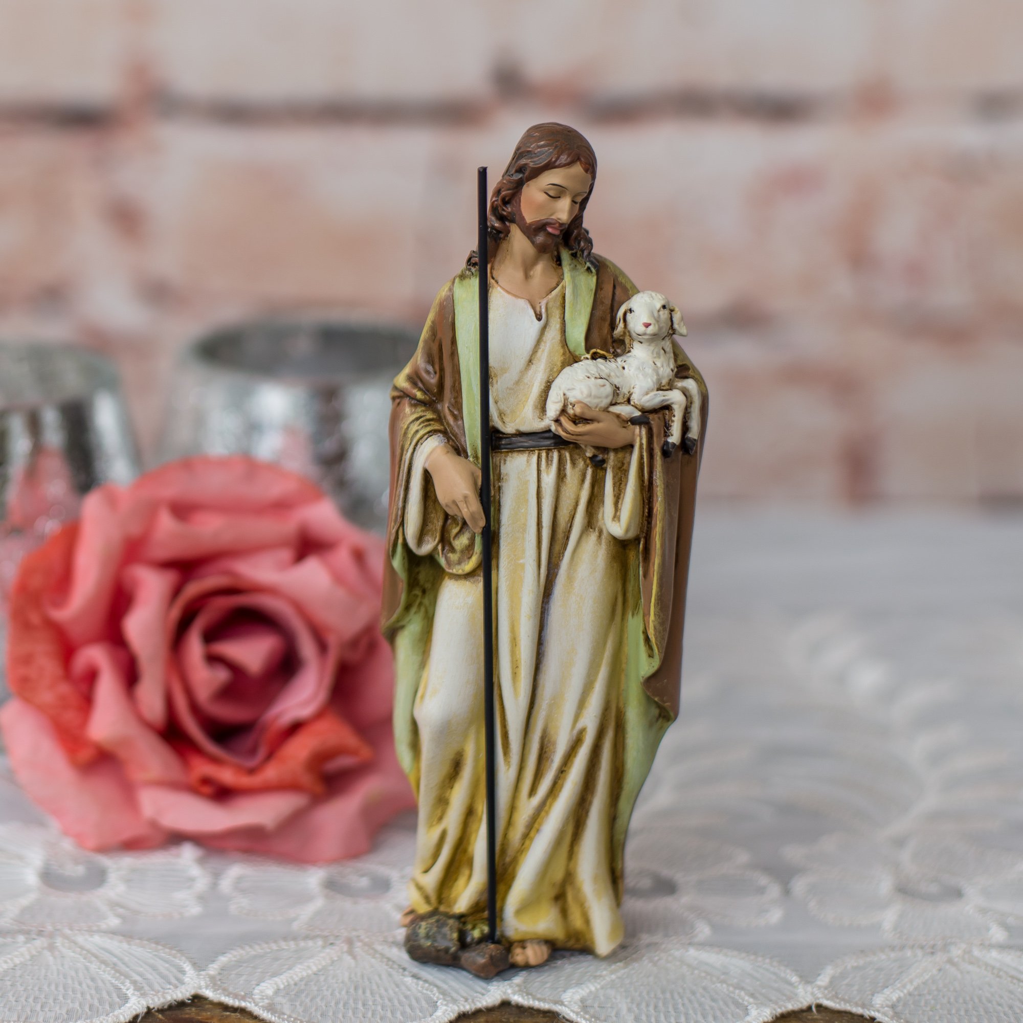 Roman Joseph's Studio Inc., Renaissance Collection, Holy Statue Figurine, 6.25" H GOOD SHEPHERD FIGURE, Religious Figure, Religious Décor, (2.38 x 1.75 x 6.25 Inches)